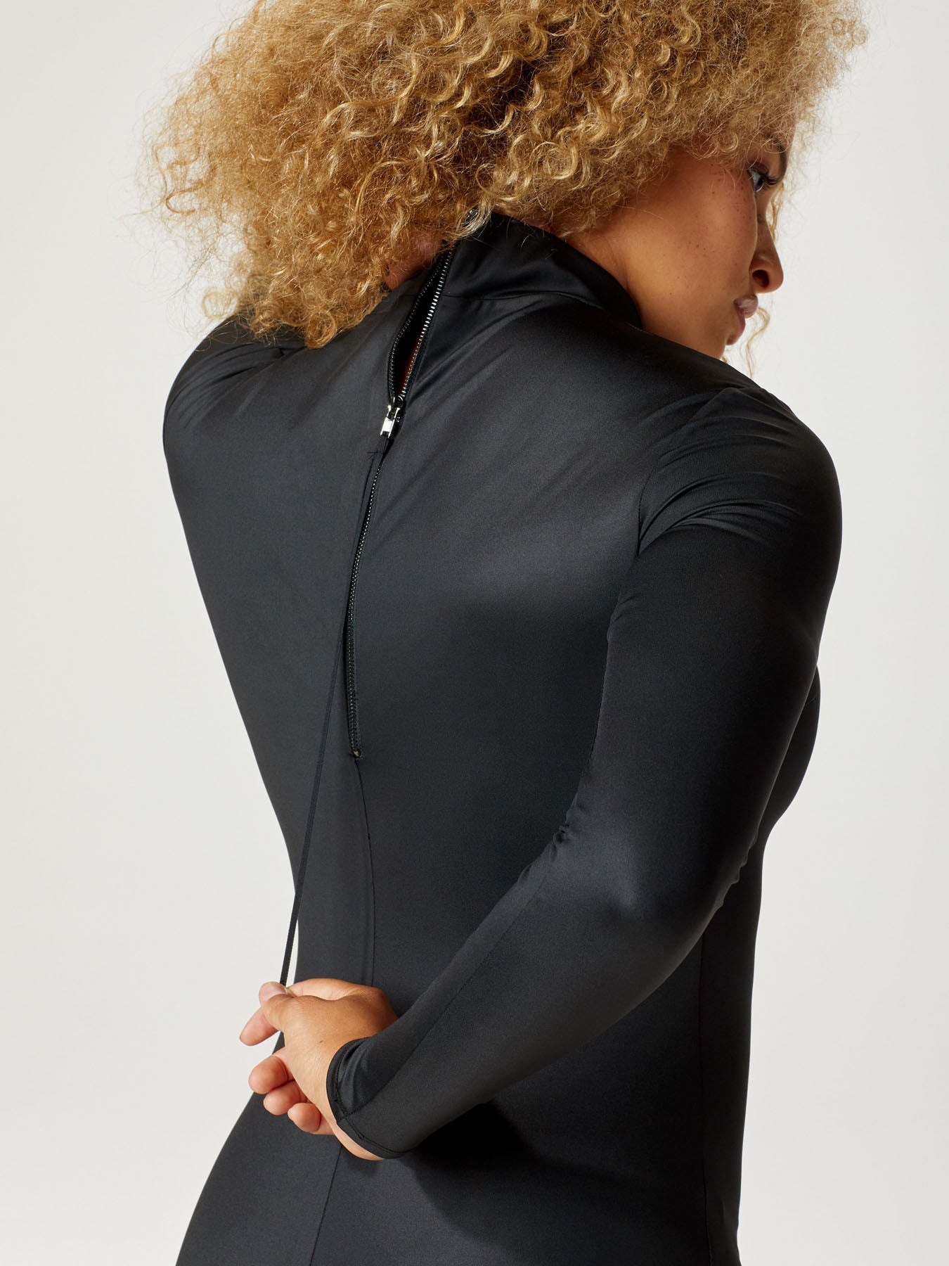 Releve Fashion Michi Black Electric Bodysuit Ethical Designer Brand Sustainable Fashion Athleisure Activewear Athleticwear Positive Luxury Brands to Trust Purchase with Purpose Shop for Good