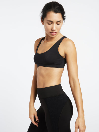 Releve Fashion Michi Black Principal Sports Bra Ethical Designer Brand Sustainable Fashion Athleisure Activewear Athleticwear Positive Luxury Brands to Trust Purchase with Purpose Shop for Good