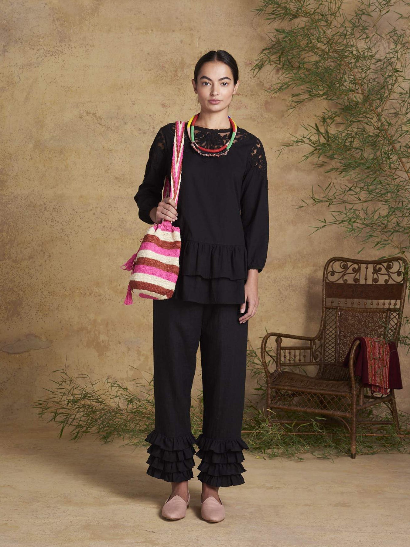 Releve Fashion Muzungu Sisters Black Dana Blouse Blouse Fables Ethical Designers Sustainable Fashion Brand Handmade Artisanal Positive Fashion Conscious Luxury Purchase with Purpose Shop for Good