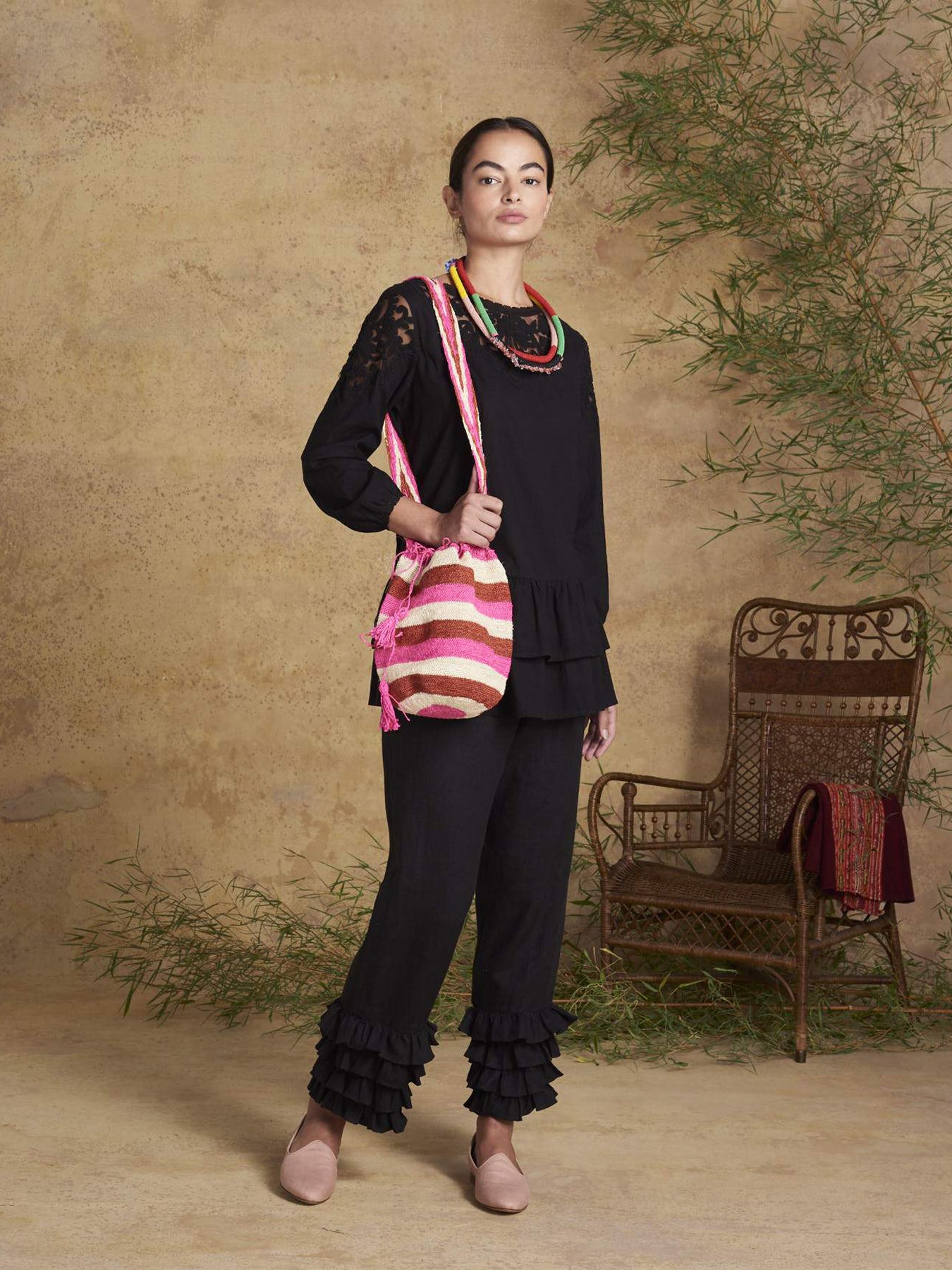 Releve Fashion Muzungu Sisters Black Dana Blouse Blouse Fables Ethical Designers Sustainable Fashion Brand Handmade Artisanal Positive Fashion Conscious Luxury Purchase with Purpose Shop for Good