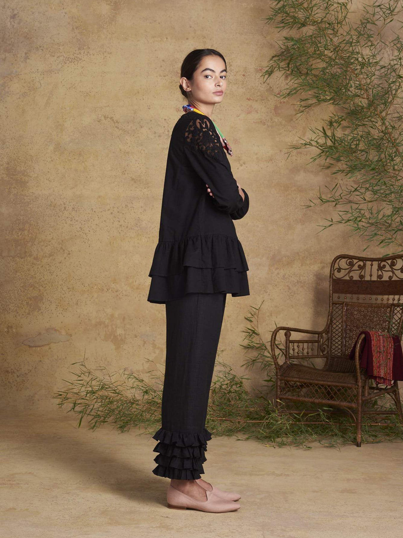 Releve Fashion Muzungu Sisters Black Dana Blouse Blouse Fables Ethical Designers Sustainable Fashion Brand Handmade Artisanal Positive Fashion Conscious Luxury Purchase with Purpose Shop for Good