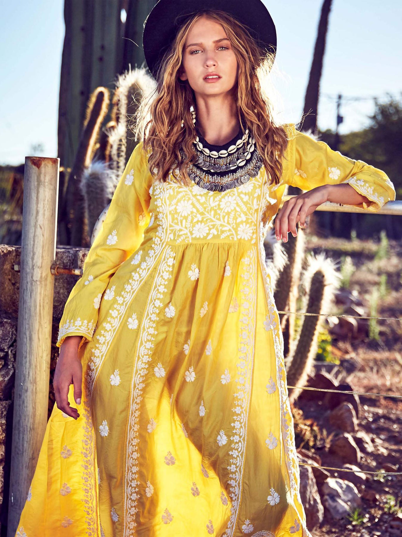 Releve Fashion Muzungu Sisters Yellow Embroidered Silk Dress Ethical Designers Sustainable Fashion Brand Handmade Artisanal Positive Fashion Purchase with Purpose Shop for Good