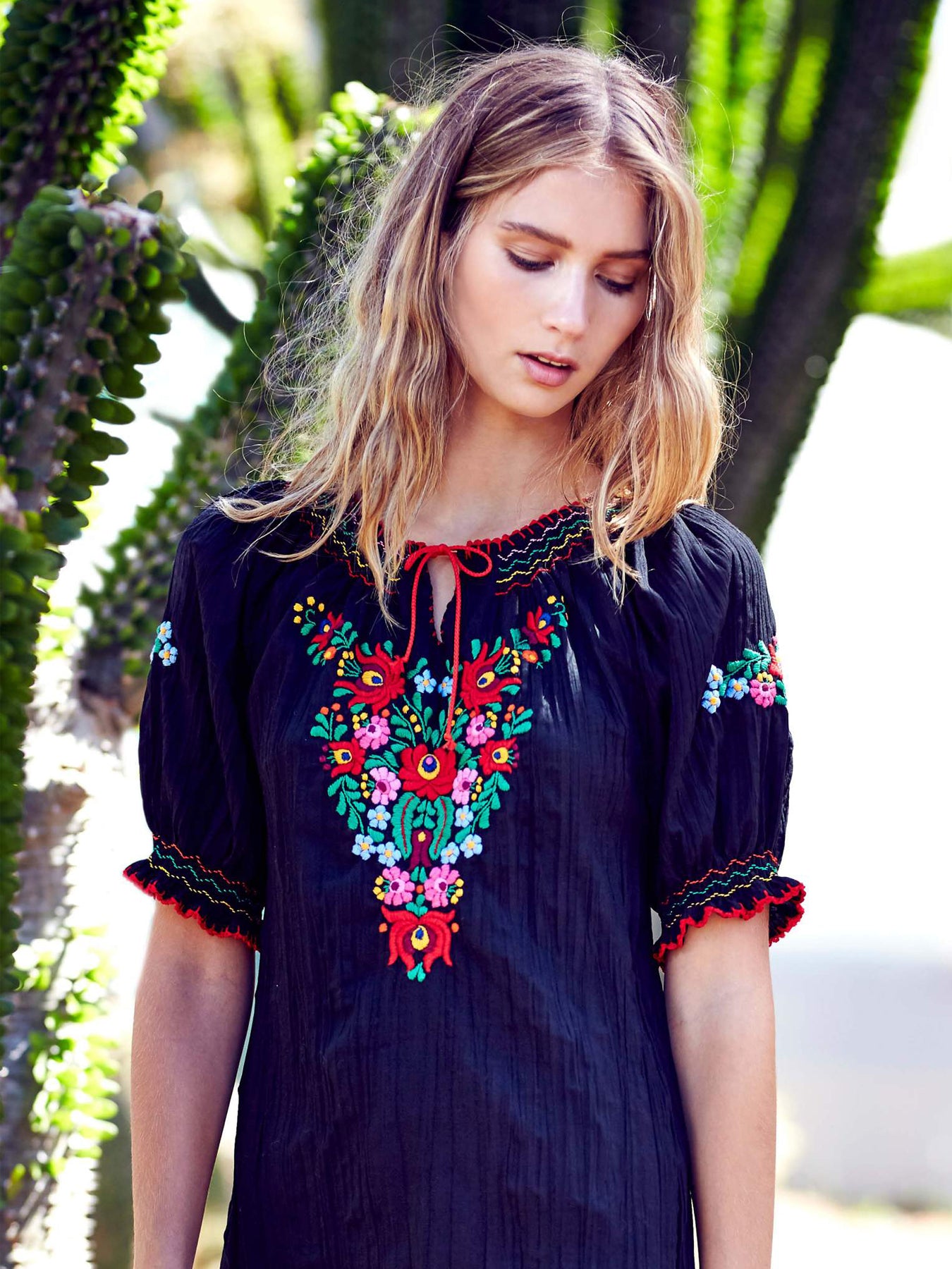 Releve Fashion Muzungu Sisters Clothing Eva Black Embroidered Dress Ethical Designers Sustainable Fashion Brand Handmade Artisanal Positive Fashion Purchase with Purpose Shop for Good