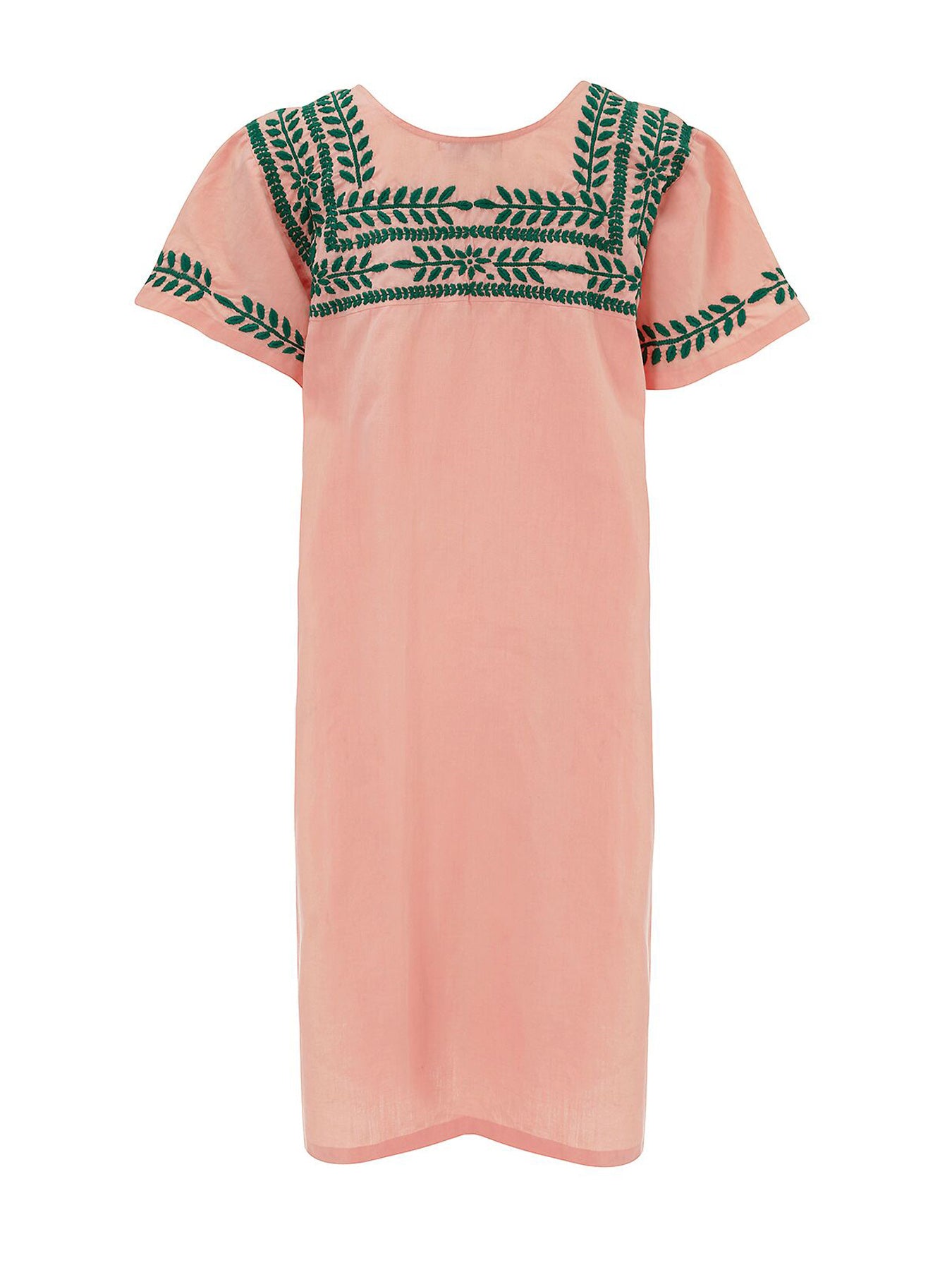 Releve Fashion Muzungu Sisters San Pedro Embroidered Pink Cotton Dress Ethical Designers Sustainable Fashion Brand Handmade Artisanal Positive Fashion Purchase with Purpose Shop for Good
