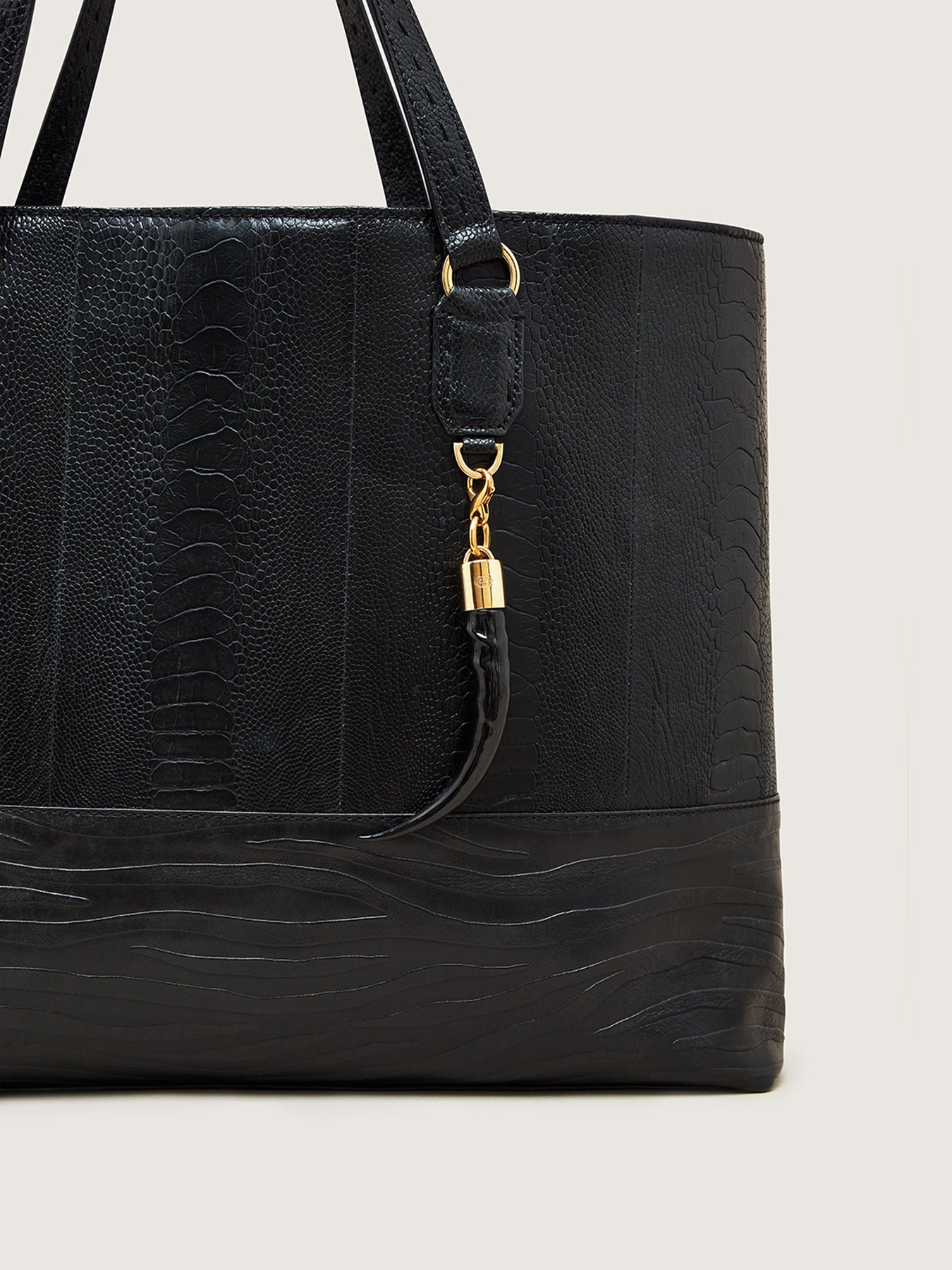 Releve Fashion Mawu Black Ostrich Shin Blesbok Gold Hardware Sustainable Ethical Fashion Brand Positive Luxury Positive Fashion Purchase with Purpose Shop for Good