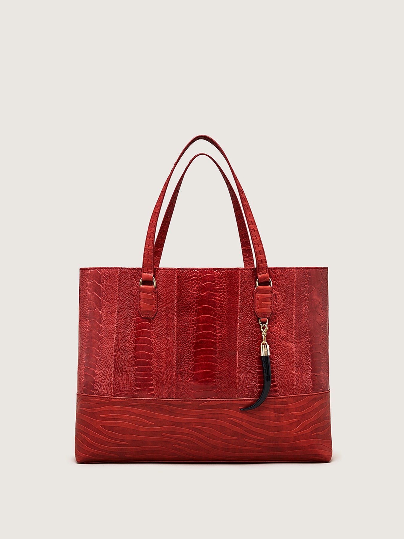 Mawu Tote, Scarlet Red Ostrich Shin