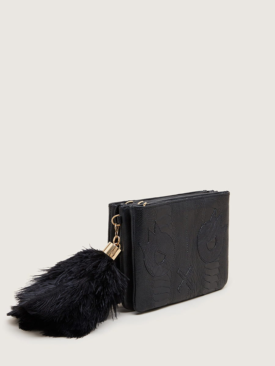 Releve Fashion Okapi Aja Quentin Jones Clutch Black Sustainable Ethical Fashion Brand Positive Luxury Positive Fashion Purchase with Purpose Shop for Good