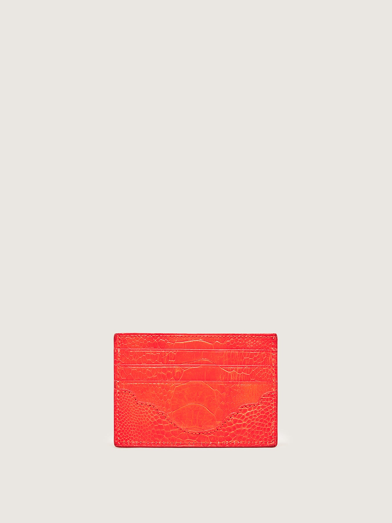 Releve Fashion Okapi Card Holder Chilli Red Ostrich Shin Blue Stitching Sustainable Ethical Fashion Brand Positive Luxury Positive Fashion Purchase with Purpose Shop for Good