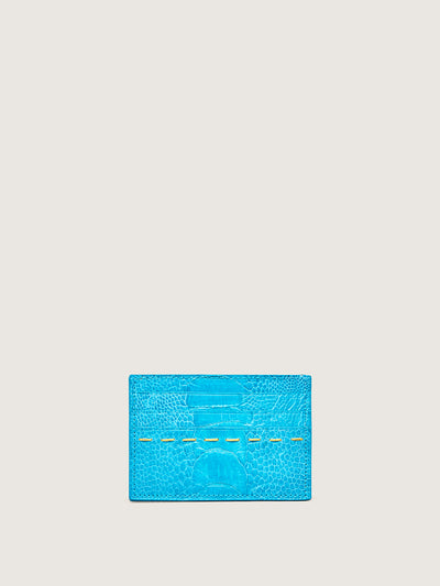 Releve Fashion Okapi Card Holder Crystal Blue Ostrich Shin Sustainable Ethical Fashion Brand Positive Luxury Positive Fashion Purchase with Purpose Shop for Good