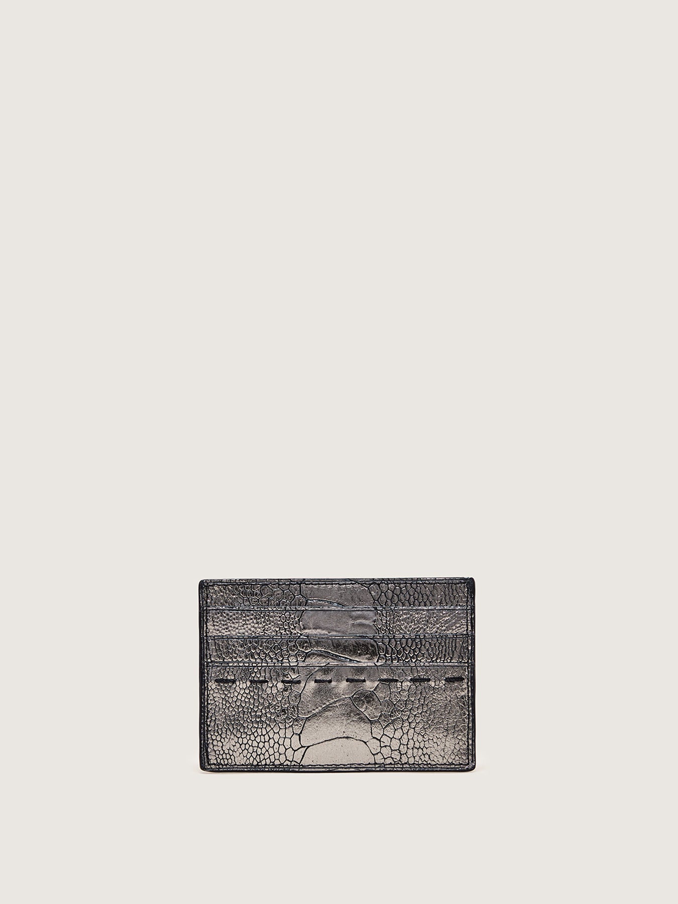 Releve Fashion Okapi Card Holder Gunmetal Ostrich Shin Sustainable Ethical Fashion Brand Positive Luxury Positive Fashion Purchase with Purpose Shop for Good