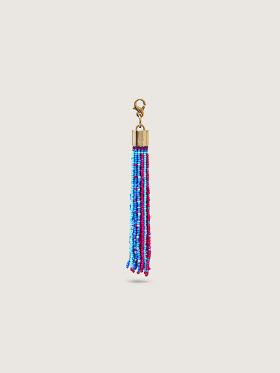 Releve Fashion Okapi Clip On Beaded Tassel Bag Charm Turquoise Fuchsia Blue Sustainable Ethical Fashion Brand Positive Luxury Positive Fashion Purchase with Purpose Shop for Good