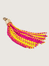 Releve Fashion Okapi Clip On Beaded Tassel Bag Charm Yellow Fuchsia Dark Yellow Sustainable Ethical Fashion Brand Positive Luxury Positive Fashion Purchase with Purpose Shop for Good