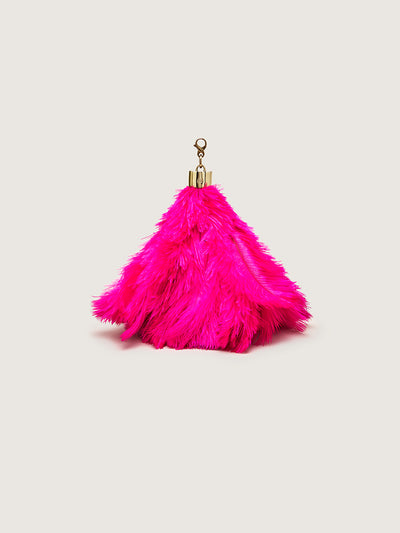 Releve Fashion Okapi Bag Charm Ostrich Feather Pink Gold Hardware Sustainable Ethical Fashion Brand Positive Luxury Positive Fashion Purchase with Purpose Shop for Good