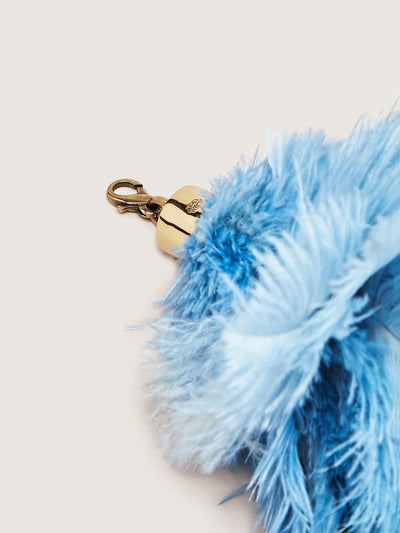 Releve Fashion Okapi Bag Charm Ostrich Feather Truex Blue Gold Hardware Sustainable Ethical Fashion Brand Positive Luxury Positive Fashion Purchase with Purpose Shop for Good