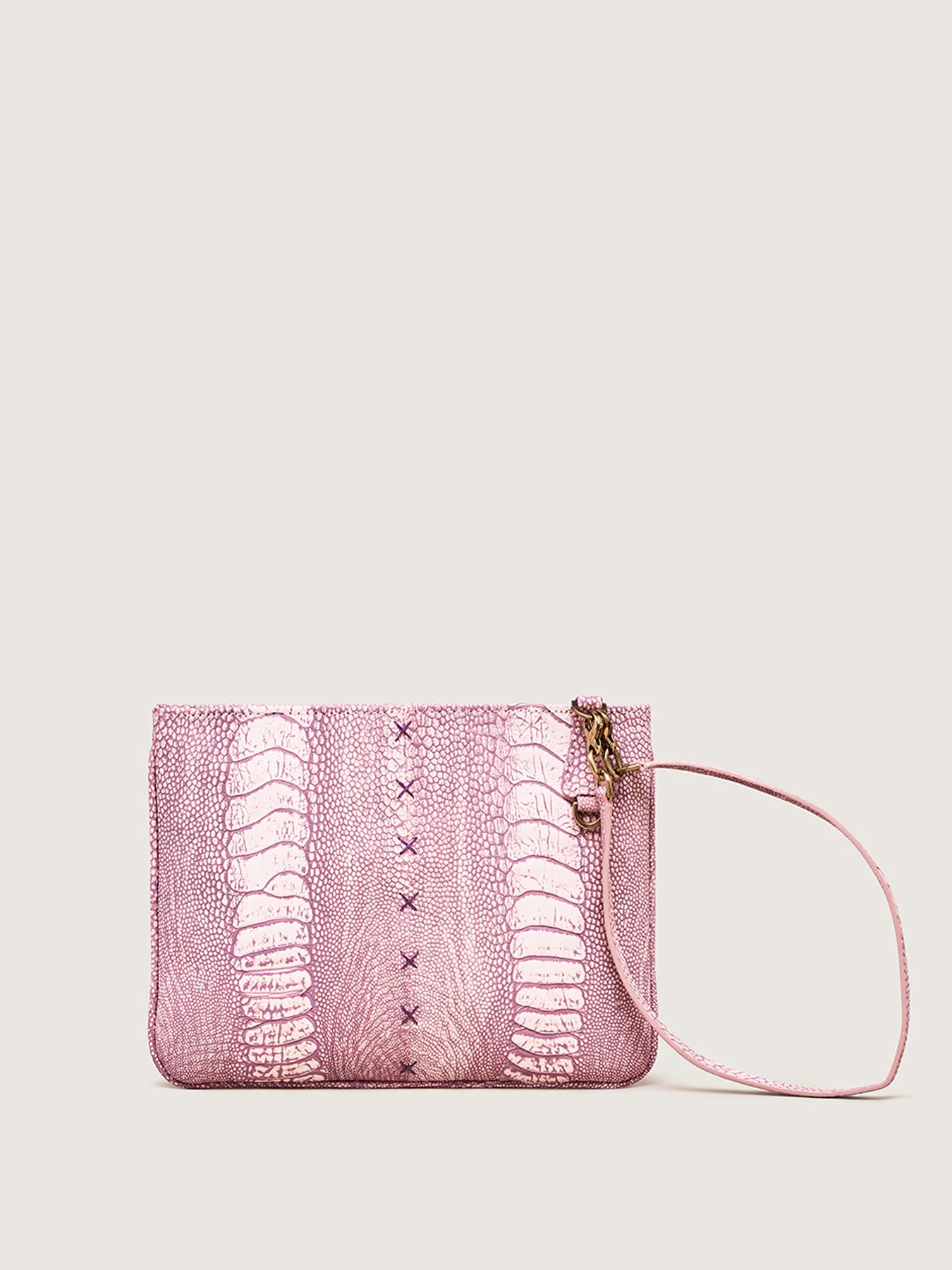 Clutch, Light Pink Ostrich Shin