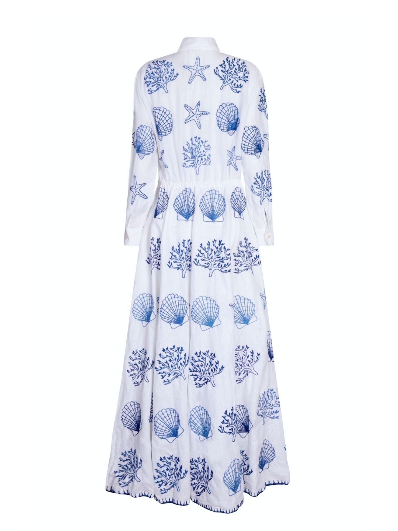 Blue and on sale white long dress