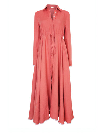 Releve Fashion Oramai London Hibiscus Amalfi Long Linen Dress Ethical Clothing Designers Sustainable Fashion Brands Eco-Age Brandmark Purchase with Purpose Shop for Good