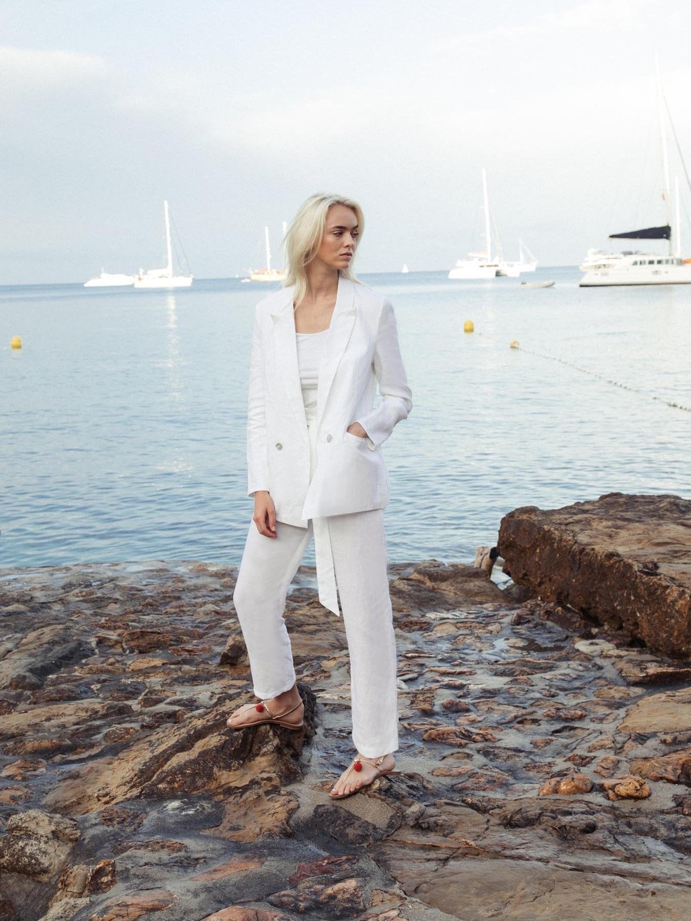 Releve Fashion Oramai London Nomade Suit Trousers White Ethical Designers Sustainable Fashion Brands Eco-Age Brandmark Purchase with Purpose Shop for Good
