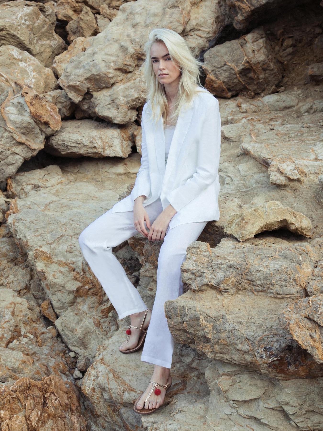 Releve Fashion Oramai London Nomade Suit Trousers White Ethical Designers Sustainable Fashion Brands Eco-Age Brandmark Purchase with Purpose Shop for Good