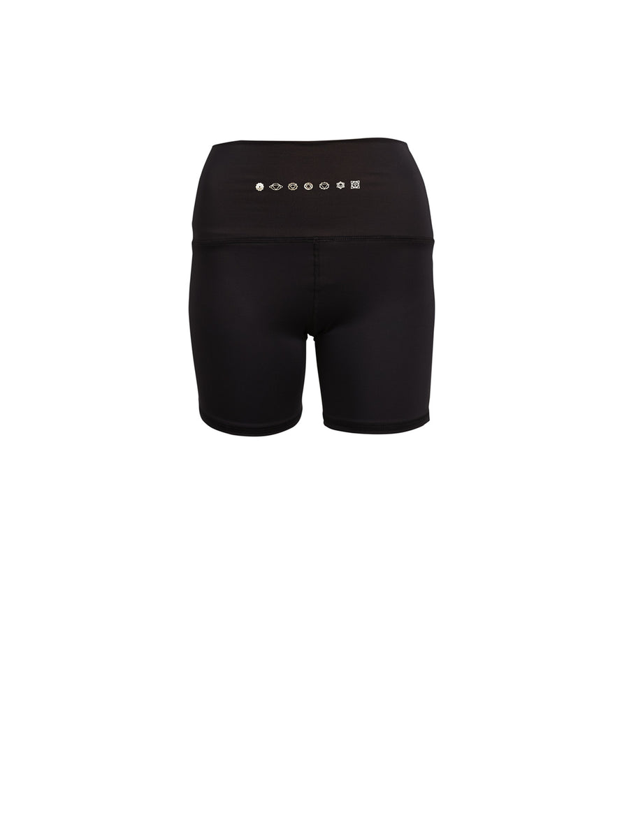 Releve Fashion Pama London Black Chakra Shorts Ethical Designers Sustainable Fashion Brand Activewear Athleticwear Athleisure Yoga Positive Fashion Purchase with Purpose Shop for Good