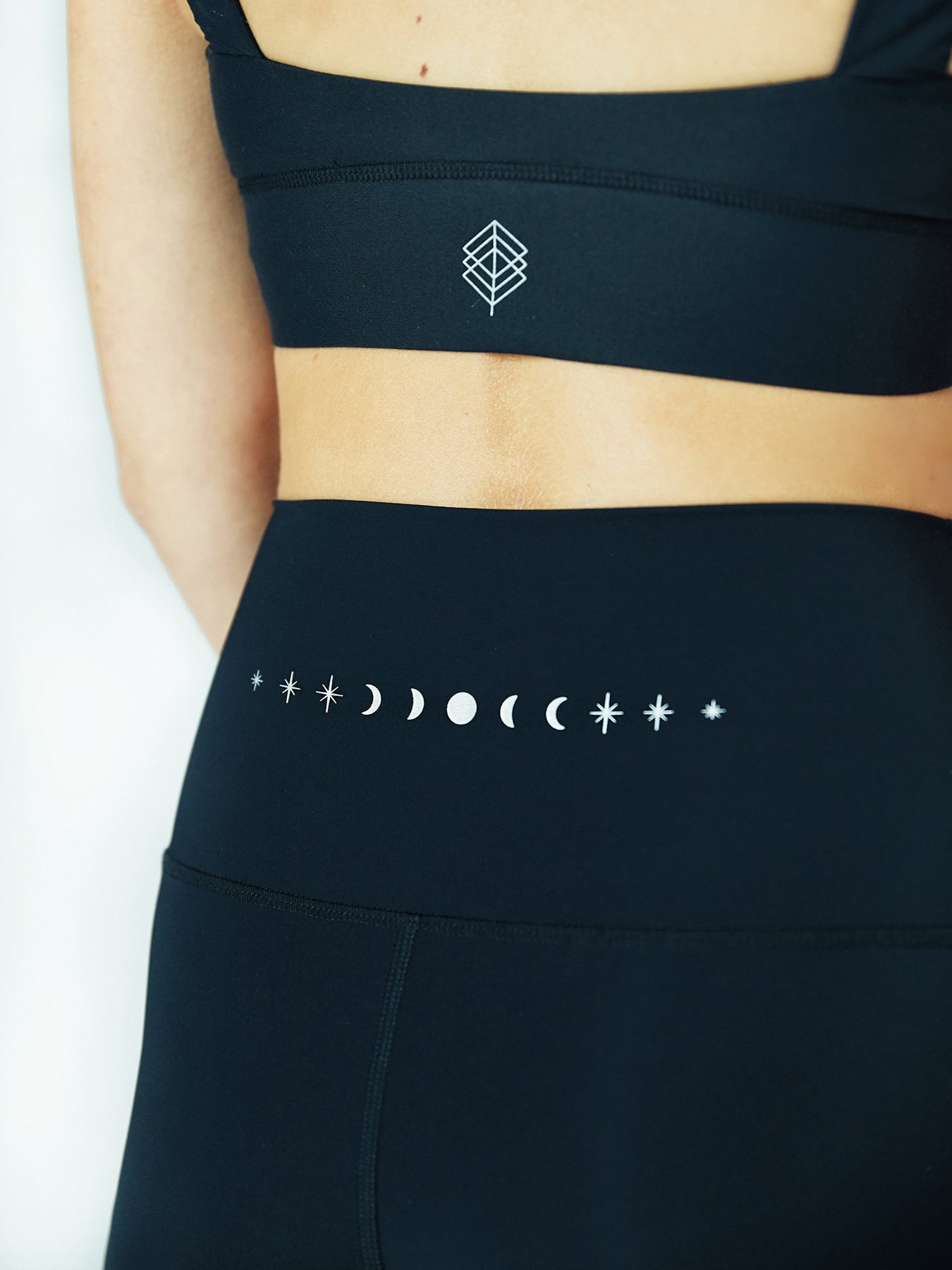 Releve Fashion Pama London Black Moon & Stars Cycling Shorts Ethical Designers Sustainable Fashion Brand Activewear Athleticwear Athleisure Yoga Positive Fashion Purchase with Purpose Shop for Good