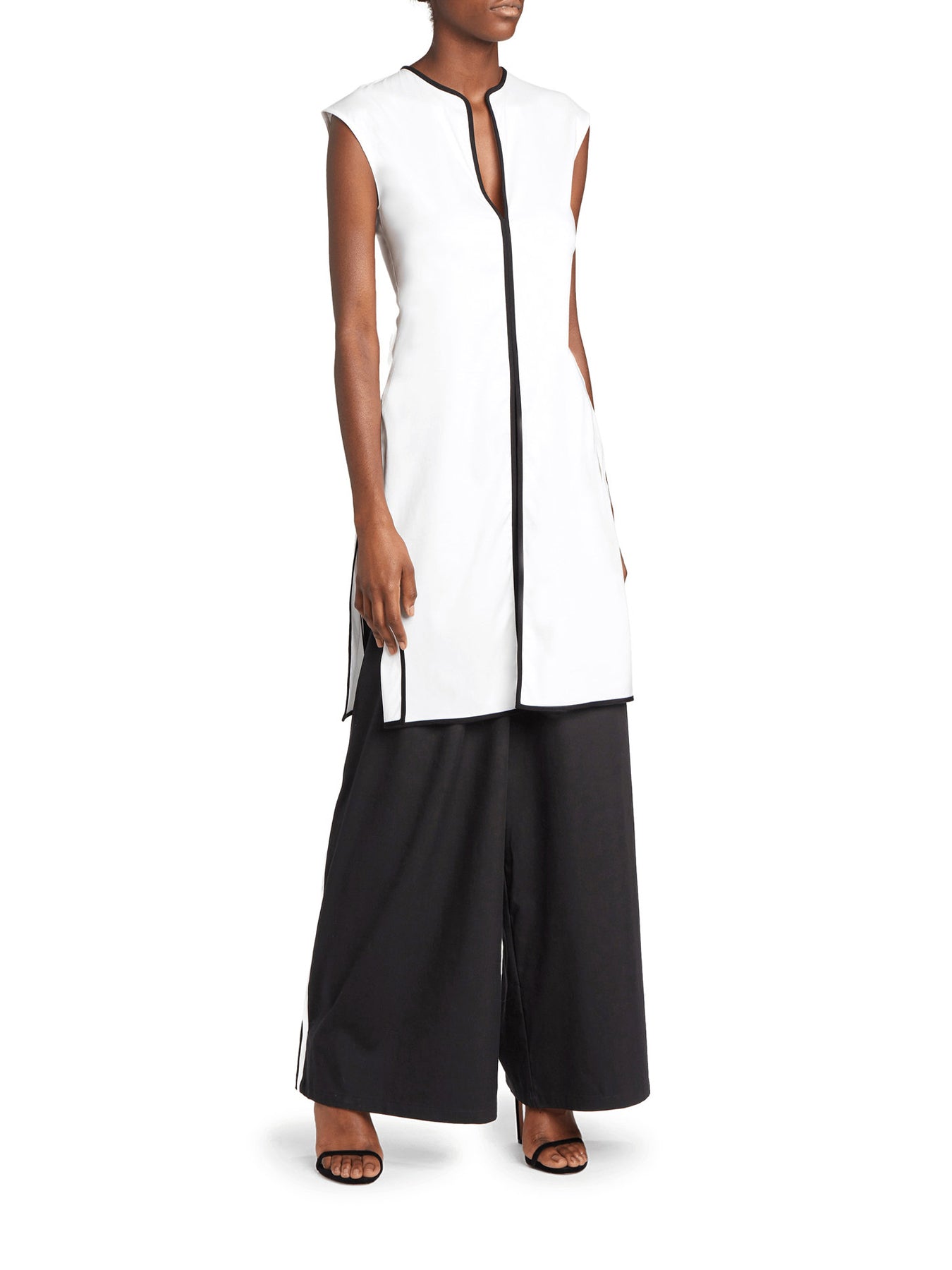 Ele A-Line Blouse, White / Black