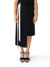 Releve Fashion Port Zienna Black Gres Asymmetrical Mid-Length Wool Skirt Sustainable Luxury Fashion Conscious Clothing Ethical Designer Brand Eco Design Innovative Materials Purchase with Purpose Shop for Good