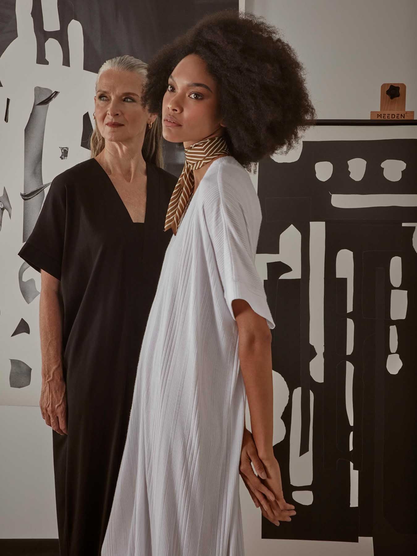 Releve Fashion Port Zienna Narella Cotton Kimono Caftan in White Sustainable Luxury Fashion Conscious Clothing Ethical Designer Brand Purchase with Purpose Shop for Good