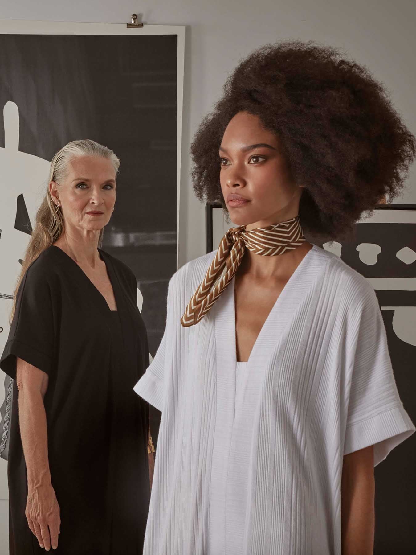 Releve Fashion Port Zienna Narella Cotton Kimono Caftan in White Sustainable Luxury Fashion Conscious Clothing Ethical Designer Brand Purchase with Purpose Shop for Good