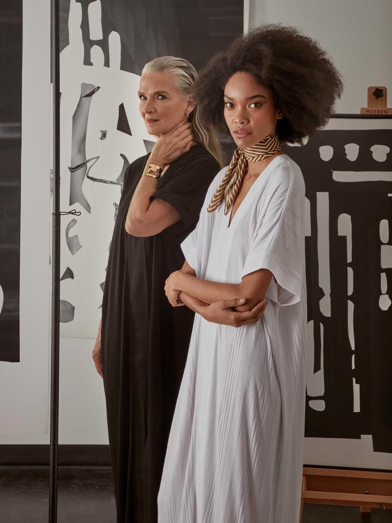 Releve Fashion Port Zienna Narella Cotton Kimono Caftan in White Sustainable Luxury Fashion Conscious Clothing Ethical Designer Brand Purchase with Purpose Shop for Good