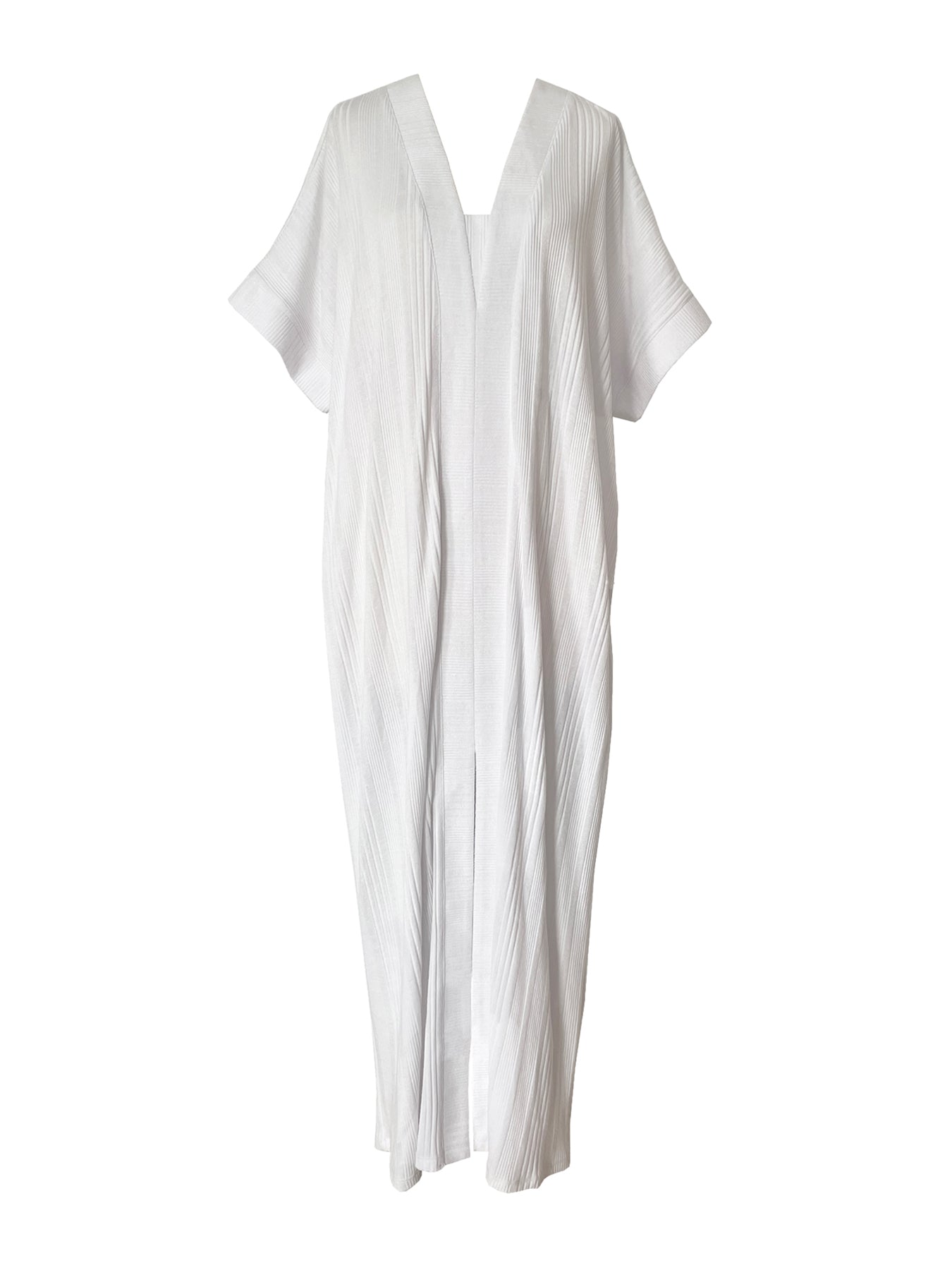 Releve Fashion Port Zienna Narella Cotton Kimono Caftan in White Sustainable Luxury Fashion Conscious Clothing Ethical Designer Brand Purchase with Purpose Shop for Good