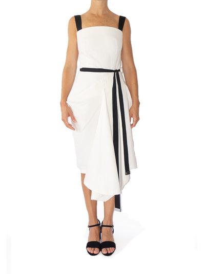 Releve Fashion Port Zienna White and Black Onna Organic Cotton Canvas Dress Sustainable Luxury Fashion Conscious Clothing Ethical Designer Brand Eco Design Innovative Materials Purchase with Purpose Shop for Good