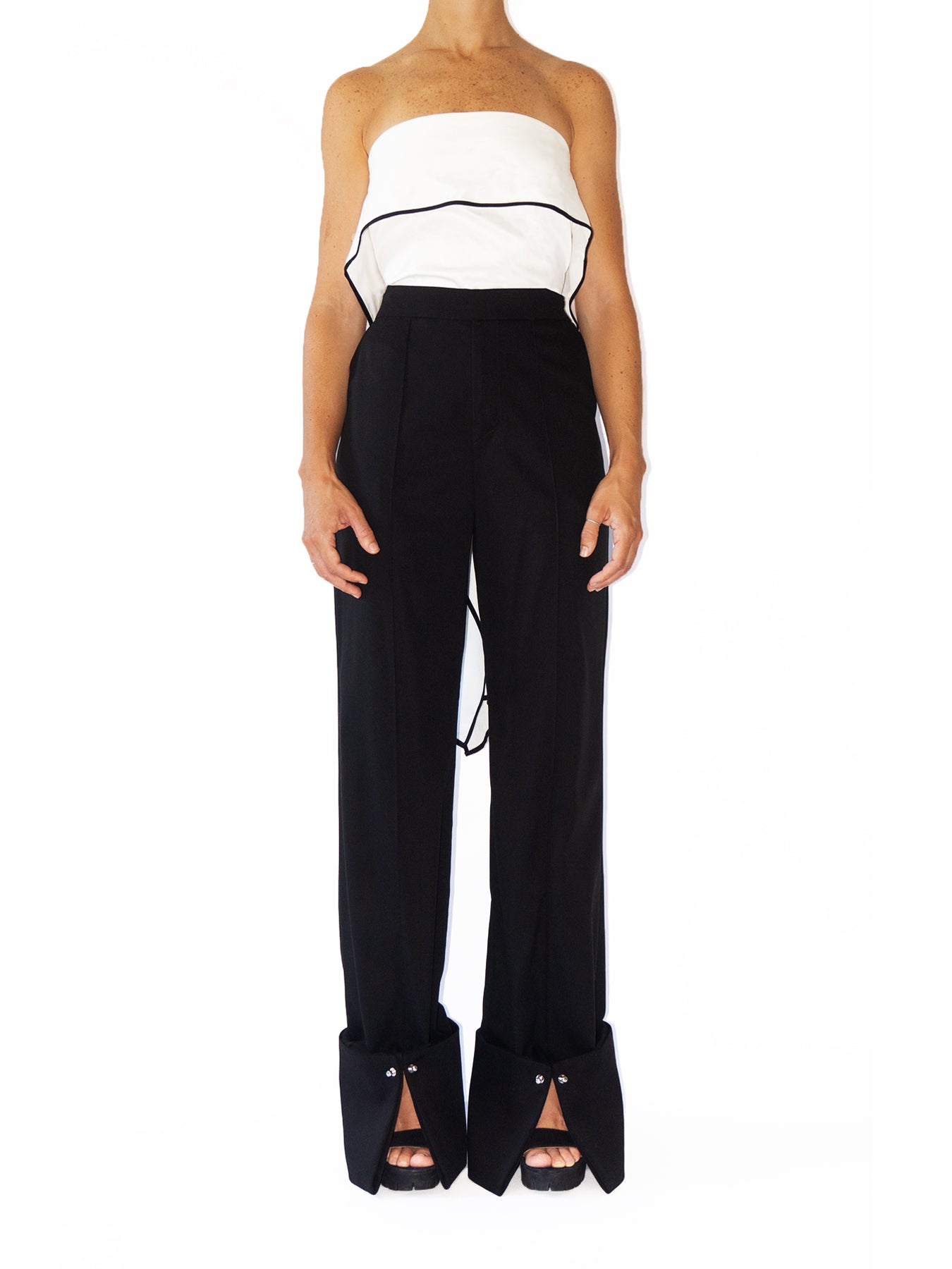 Releve Fashion Port Zienna Black Aurelia Tencel and Twill Palazzo Pants Sustainable Luxury Fashion Conscious Clothing Ethical Designer Brand Eco Design Innovative Materials Purchase with Purpose Shop for Good