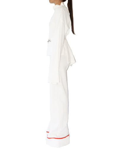 Releve Fashion Port Zienna White Neo Organic Cotton Waffle Knit Palazzo Pants Sustainable Luxury Fashion Conscious Clothing Ethical Designer Brand Eco Design Innovative Materials Purchase with Purpose Shop for Good