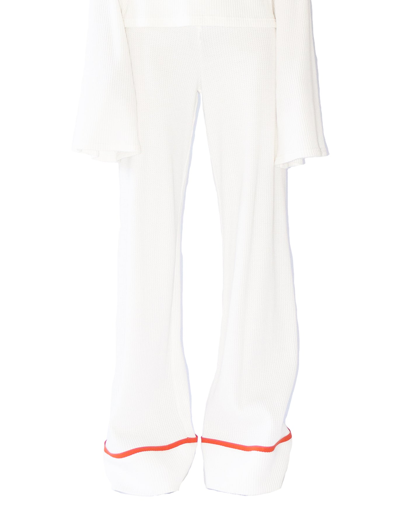 Releve Fashion Port Zienna White Neo Organic Cotton Waffle Knit Palazzo Pants Sustainable Luxury Fashion Conscious Clothing Ethical Designer Brand Eco Design Innovative Materials Purchase with Purpose Shop for Good