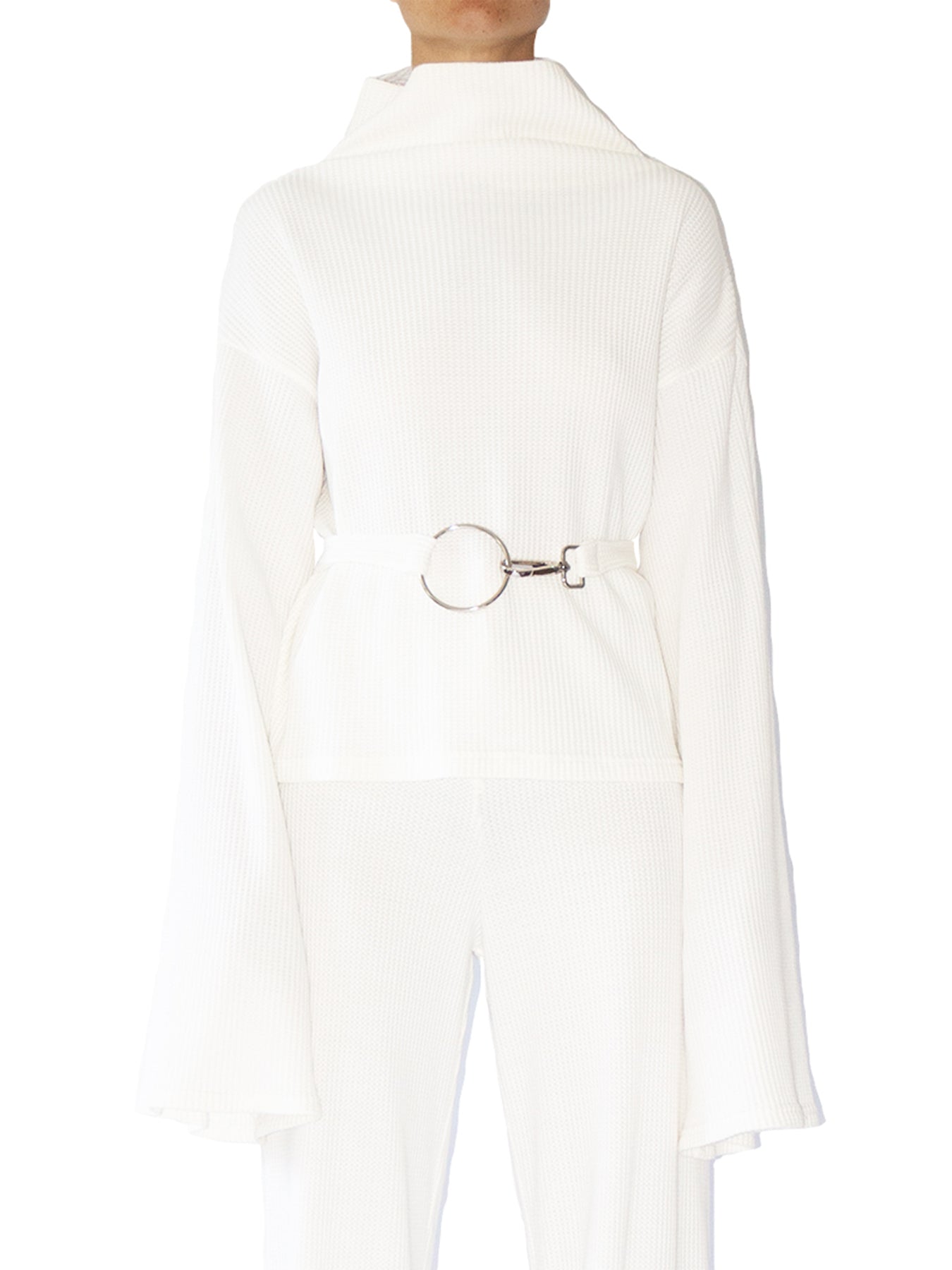 Releve Fashion Port Zienna White Amalfi Organic Cotton Waffle Knit Top Sustainable Luxury Fashion Conscious Clothing Ethical Designer Brand Eco Design Innovative Materials Purchase with Purpose Shop for Good