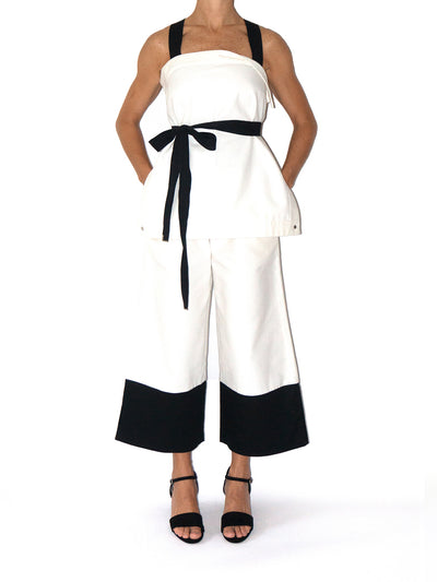 Releve Fashion Port Zienna Blanc Wide Leg Organic Cotton Pants Sustainable Luxury Fashion Conscious Clothing Ethical Designer Brand Eco Design Innovative Materials Purchase with Purpose Shop for Good