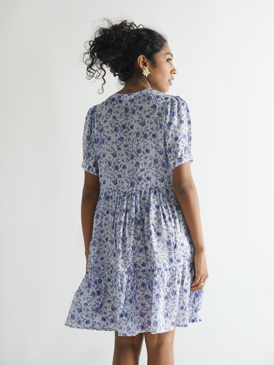 Look on the Bright Side Dress, Purple Porcelain Print