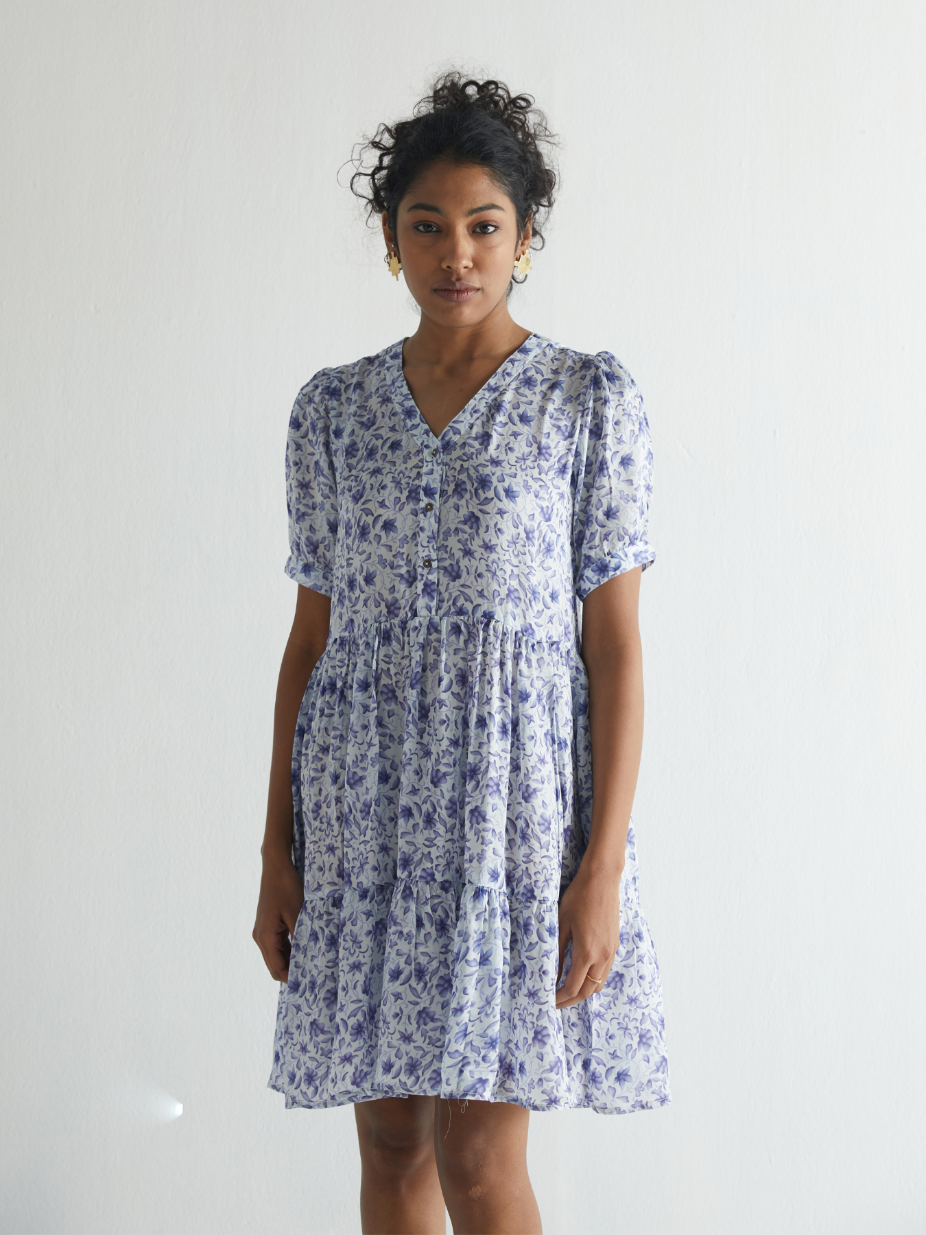 Look on the Bright Side Dress, Purple Porcelain Print