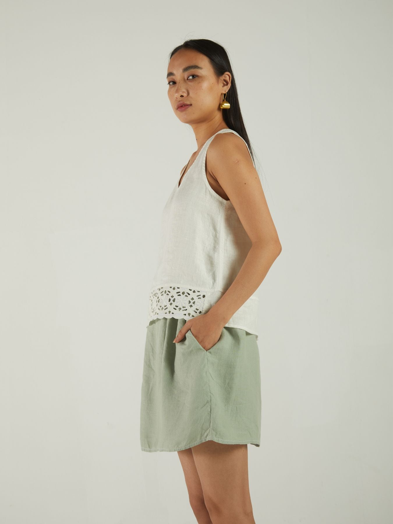 Releve Fashion Reistor Shell Off White Sunkissed Shoulders Top  Ethical Designer Brand Sustainable Fashion Conscious Clothing Purchase with Purpose Shop for Good