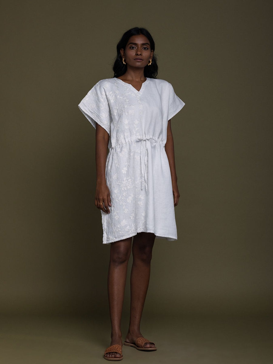 Releve Fashion Reistor Coconut White August Breeze Kaftan Dress Ethical Designer Brand Sustainable Fashion Conscious Clothing Purchase with Purpose Shop for Good