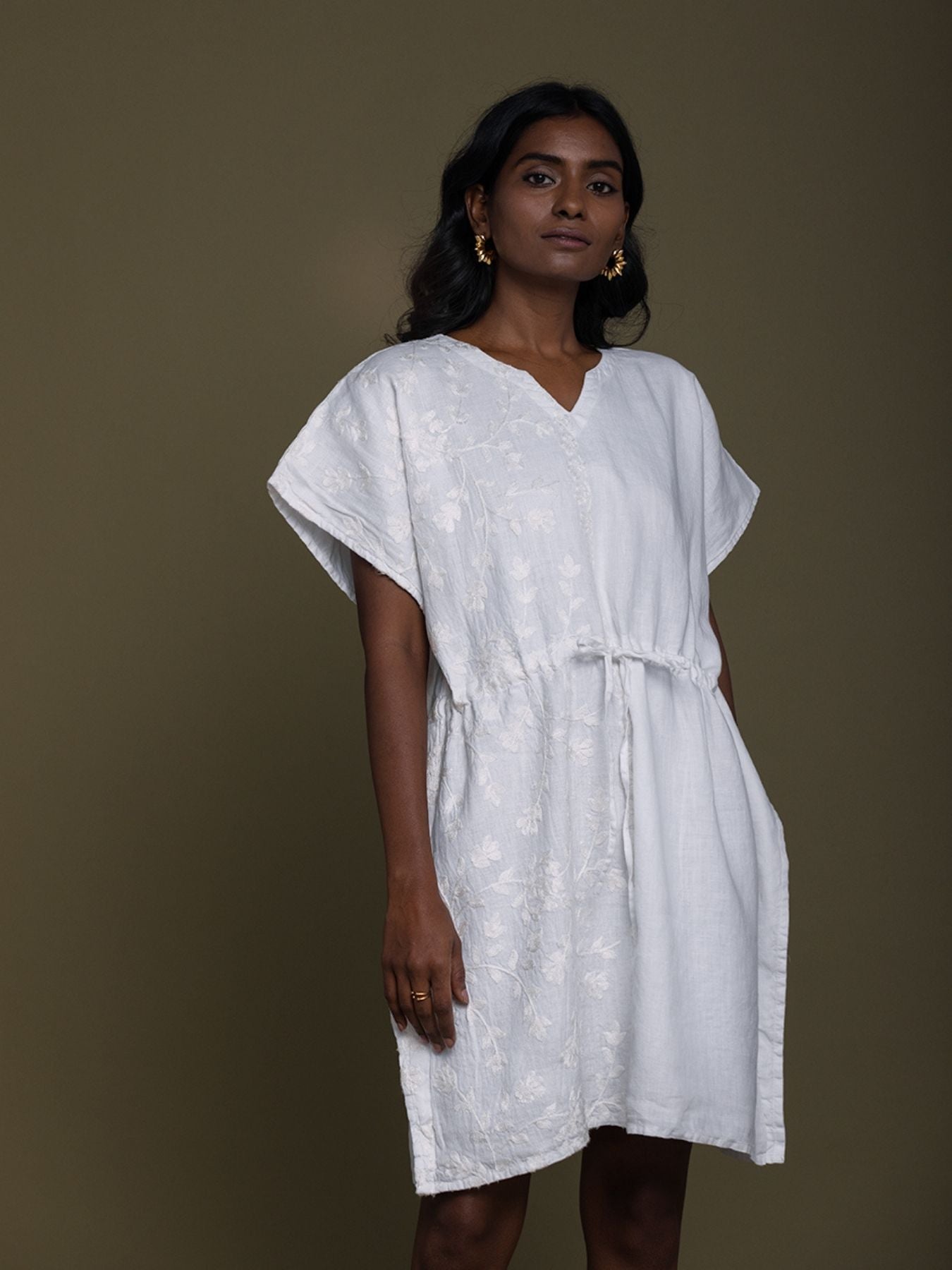 Releve Fashion Reistor Coconut White August Breeze Kaftan Dress Ethical Designer Brand Sustainable Fashion Conscious Clothing Purchase with Purpose Shop for Good