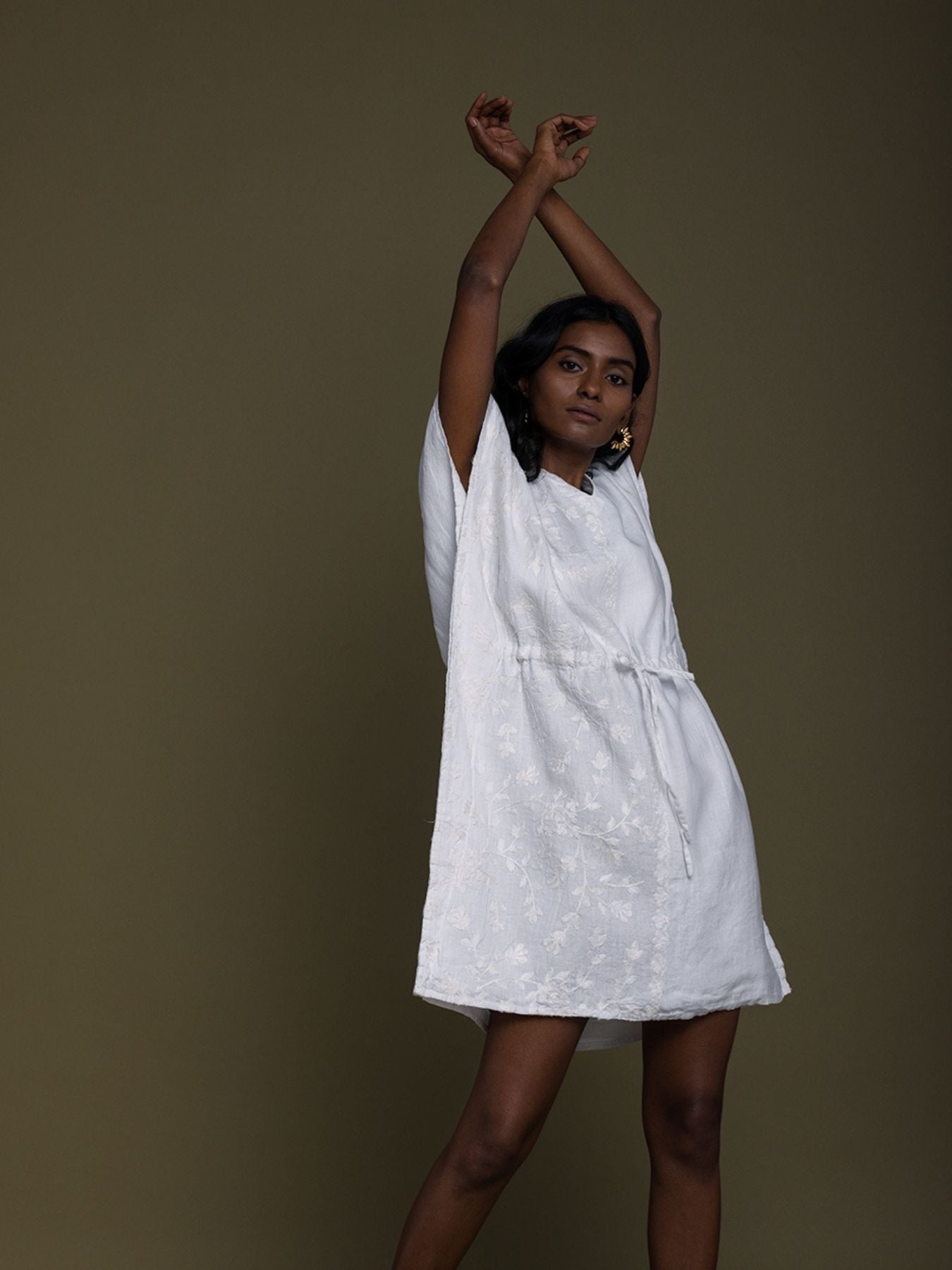 Releve Fashion Reistor Coconut White August Breeze Kaftan Dress Ethical Designer Brand Sustainable Fashion Conscious Clothing Purchase with Purpose Shop for Good