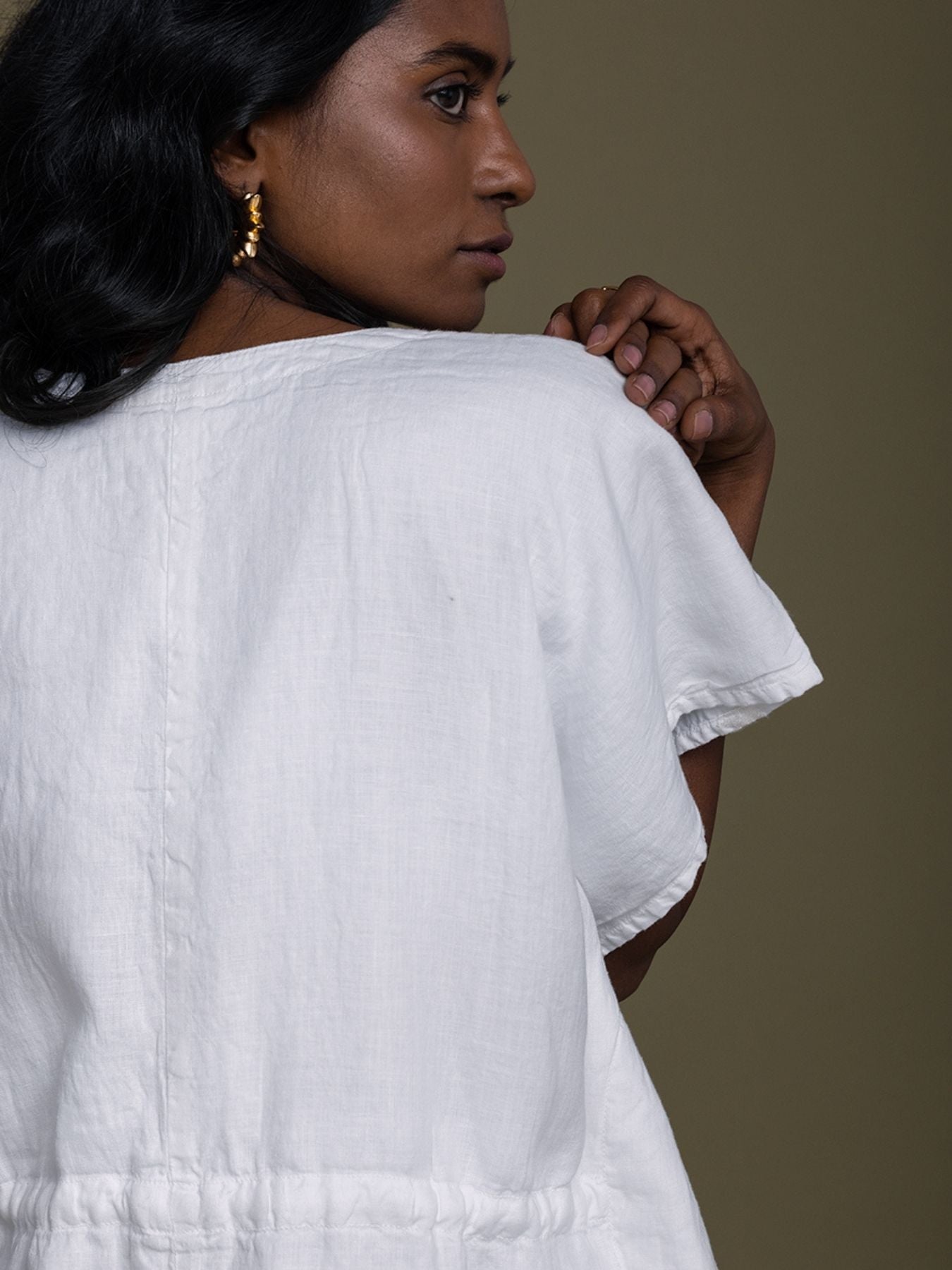 Releve Fashion Reistor Coconut White August Breeze Kaftan Dress Ethical Designer Brand Sustainable Fashion Conscious Clothing Purchase with Purpose Shop for Good