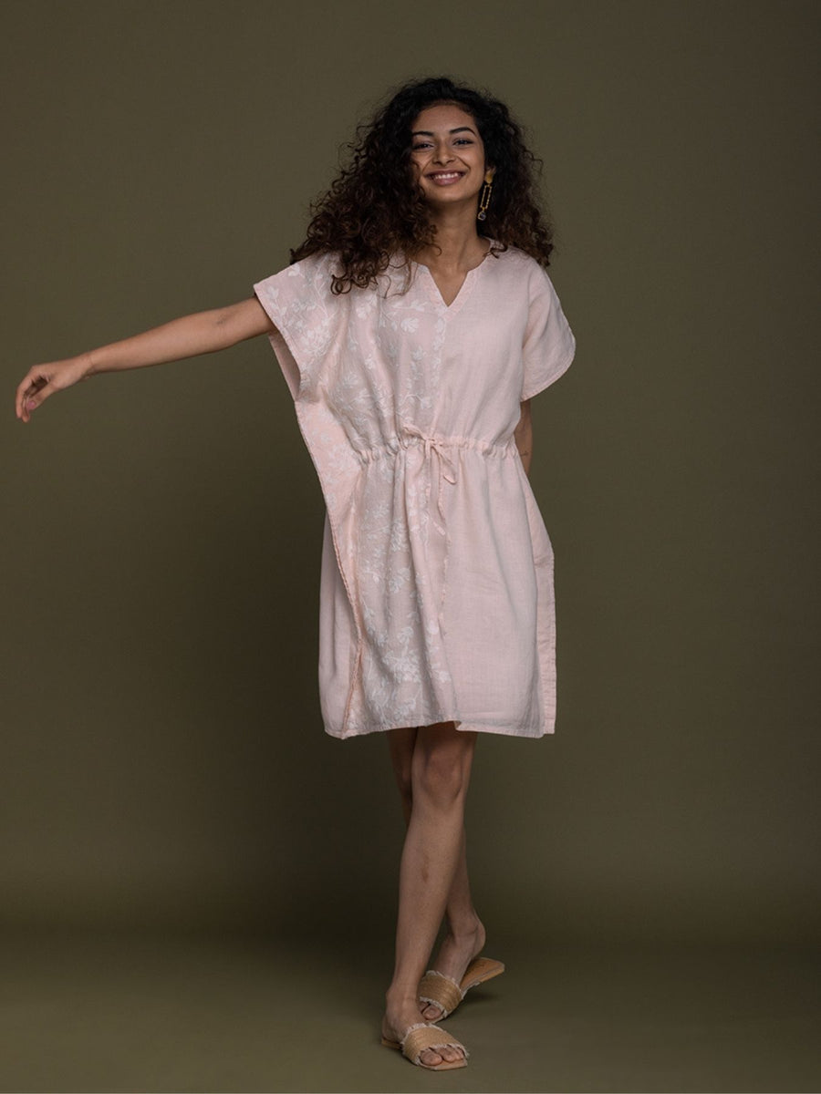 Releve Fashion Reistor Pink August Breeze Kaftan Dress Ethical Designer Brand Sustainable Fashion Conscious Clothing Purchase with Purpose Shop for Good