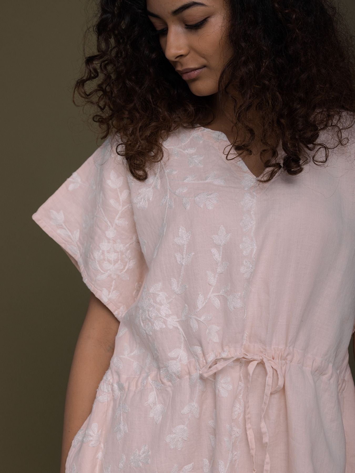 Releve Fashion Reistor Pink August Breeze Kaftan Dress Ethical Designer Brand Sustainable Fashion Conscious Clothing Purchase with Purpose Shop for Good