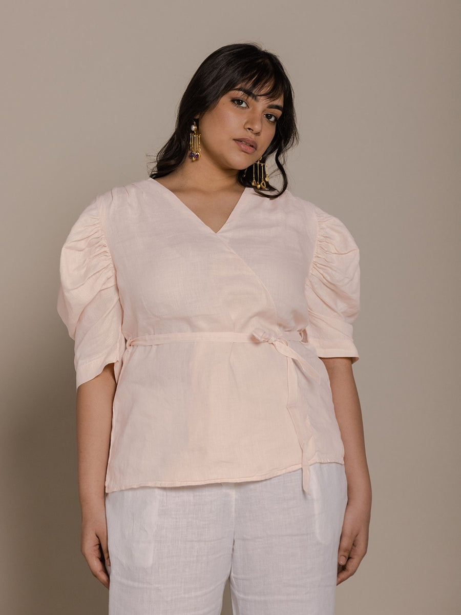 Releve Fashion Reistor Pink Butterflies On the Beach Wrap Top Ethical Designer Brand Sustainable Fashion Conscious Clothing Purchase with Purpose Shop for Good