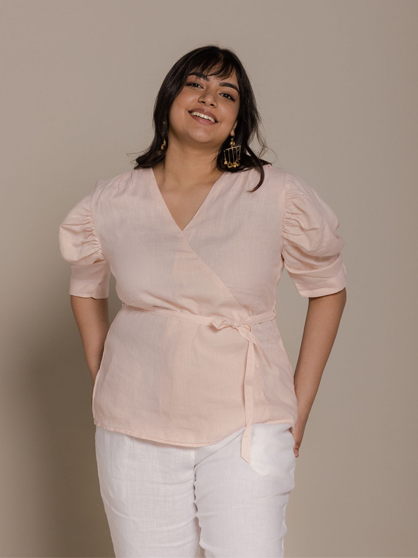 Releve Fashion Reistor Pink Butterflies On the Beach Wrap Top Ethical Designer Brand Sustainable Fashion Conscious Clothing Purchase with Purpose Shop for Good