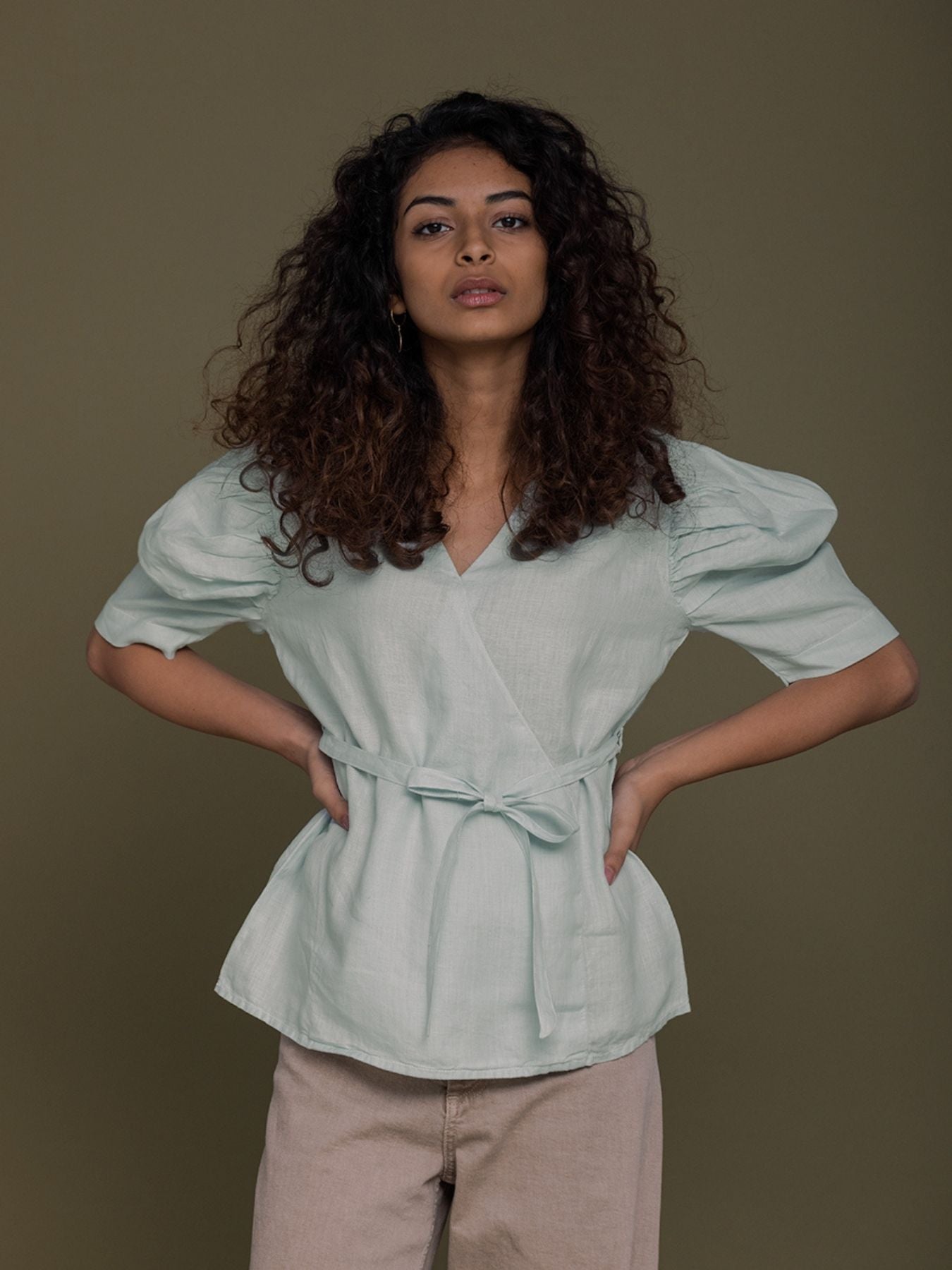 Releve Fashion Reistor Mint Butterflies On the Beach Wrap Top Ethical Designer Brand Sustainable Fashion Conscious Clothing Purchase with Purpose Shop for Good