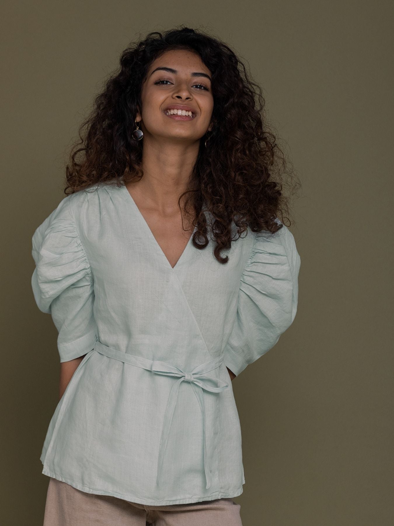 Releve Fashion Reistor Mint Butterflies On the Beach Wrap Top Ethical Designer Brand Sustainable Fashion Conscious Clothing Purchase with Purpose Shop for Good